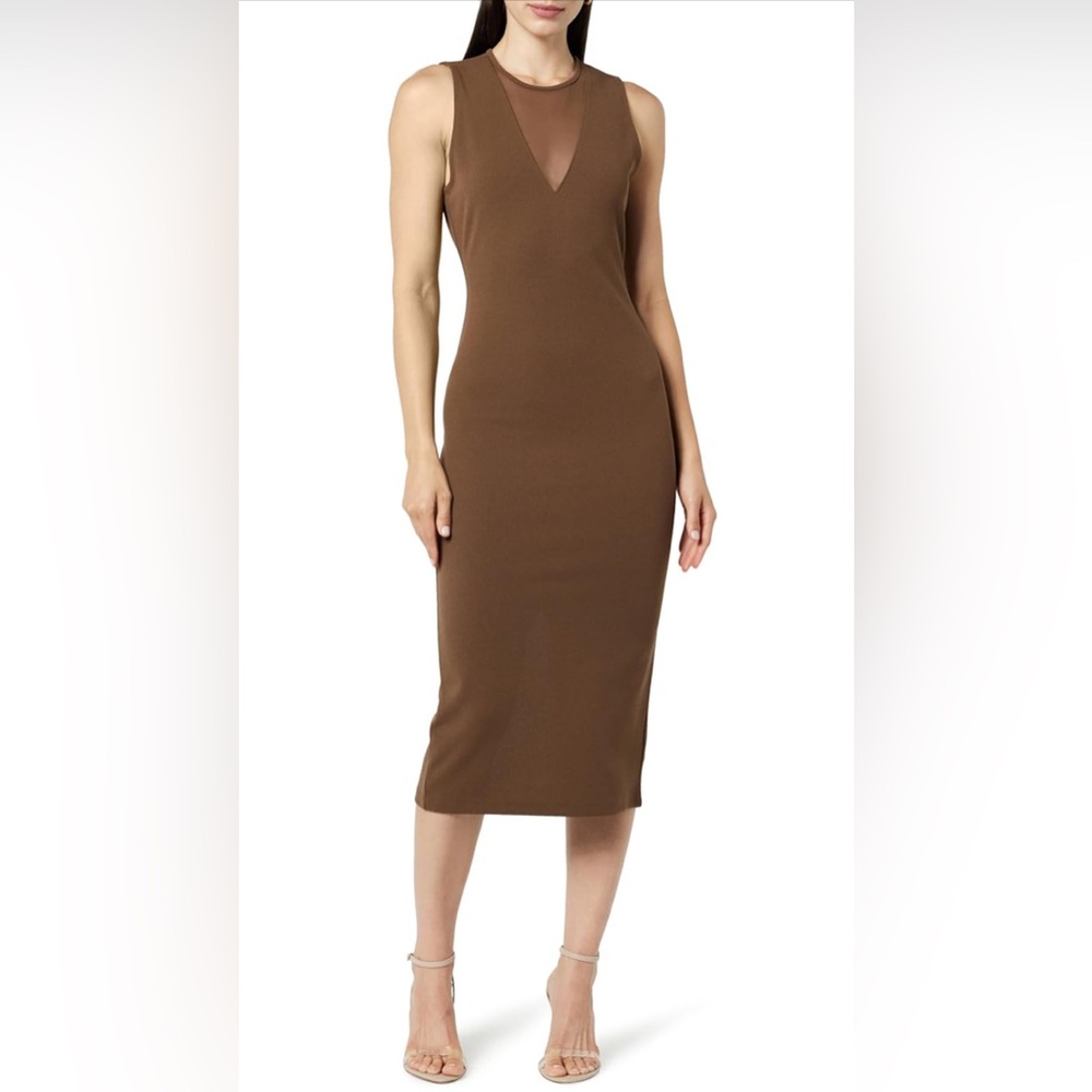 NWT The Drop Women's Joce Mesh V-Neck Midi Dress M
